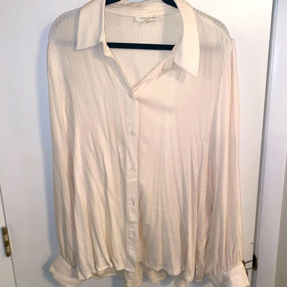 Cream Button-Up Tunic Shirt, TREASURE & BOND, 2X - Picture 2 of 3